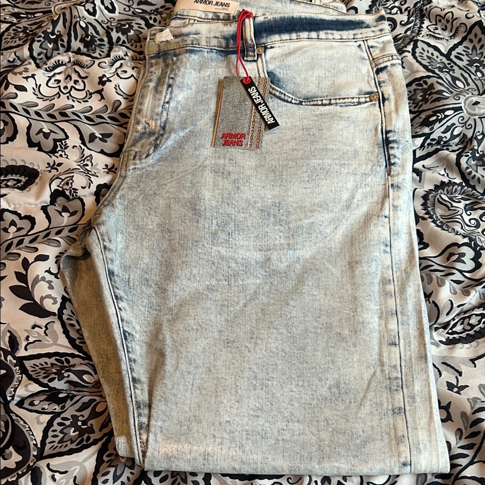 Men's Light Wash Denim Jeans wax silver/flared
